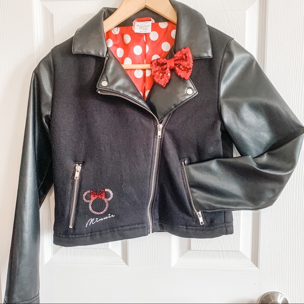 Kids Minnie faux leather jacket size 9/10